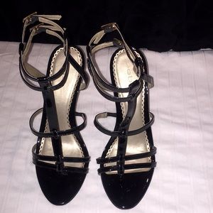 BEBE Thong ankle strap heels